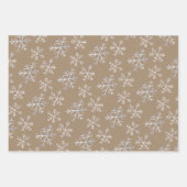 Kraft Rustic Hand-Drawn Icy White Snowflakes Inpakpapier Vel (Voorkant 2)