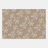 Kraft Rustic Hand-Drawn Icy White Snowflakes Inpakpapier Vel (Voorkant)