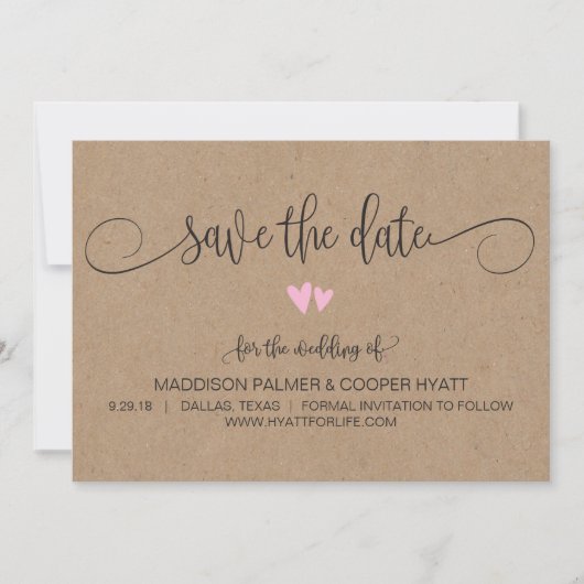 Kraft Rustic Hearts gaat de datum redden Save The Date (Voorkant)