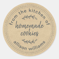 Kraft Rustic Homemade Koekjes Label