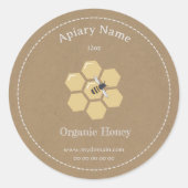 Kraft Rustic Honey Jar Label Sticker voor de imker (Voorkant)
