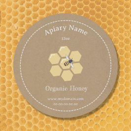 Kraft Rustic Honey Jar Label Sticker voor de imker