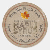 Kraft Rustic Kitchen  Overlay Maple Syrup Ronde Sticker (Voorkant)