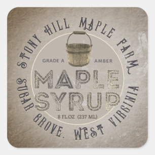 Kraft Rustic Kitchen  Overlay Maple Syrup Vierkante Sticker