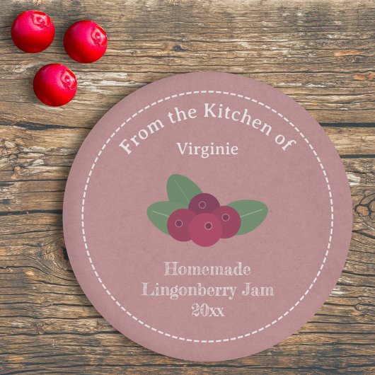 Kraft & Rustic Lingonberry Jam Label Sticker