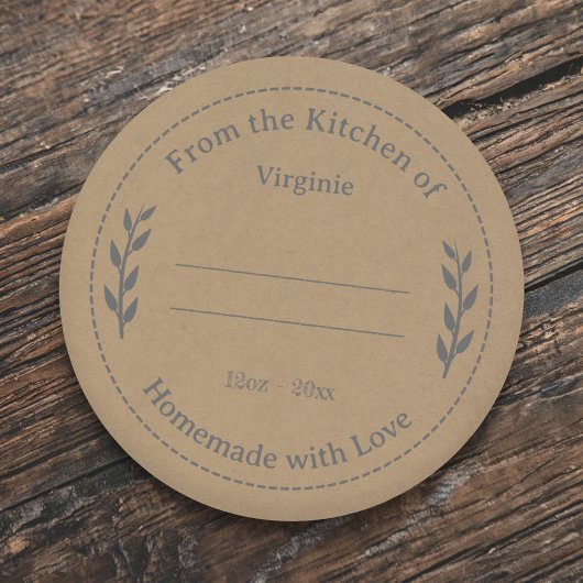 Kraft & Rustic Made with Love Grey Label Sticker