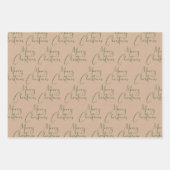 Kraft Rustic Merry Black Red Green Inpakpapier Vel (Voorkant 3)