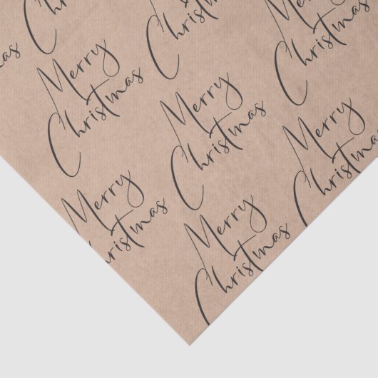 Kraft Rustic Merry-kerstscript Tissuepapier (Detail)
