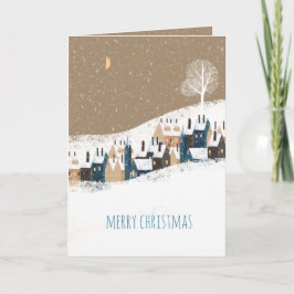 Kraft Rustic Nordic Houses Snowy Mountain Village Feestdagen Kaart