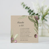 KRAFT RUSTIC OLIVE WATERVERF FOLIAGE WEDING DAN BEDANKKAART (Staand voorkant)