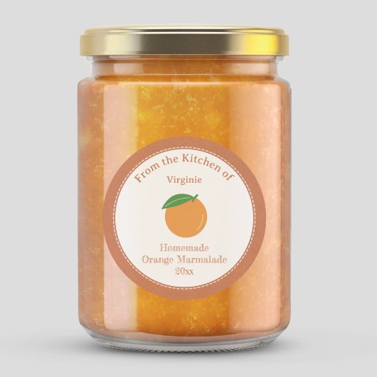 Kraft & Rustic Oranje Marmelade Label Sticker