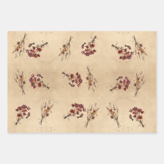 Kraft Rustic Press Papier Bloemen Inpakpapier Vel (Voorkant 3)