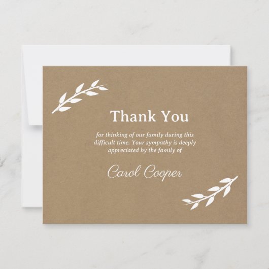 Kraft & Rustic Sober Funeral Dank je wel Kaart (Voorkant)