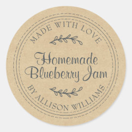 Kraft Rustic Thuisgemaakte Jam Ronde Sticker
