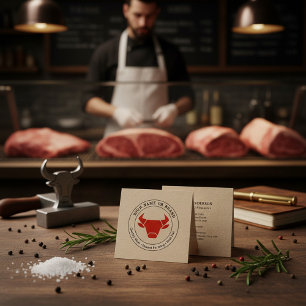 Kraft Rustic Vintage Logo Catering Bedrijfskaart Vierkante Visitekaartje