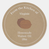 Kraft & Rustic Walnut Oil Label Sticker (Voorkant)