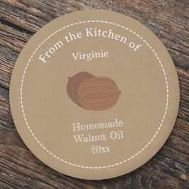 Kraft & Rustic Walnut Oil Label Sticker