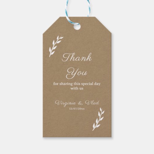 Kraft & Rustic Wedding Dank je Labels Cadeaulabel (Voorkant)