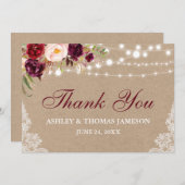 Kraft Rustic Wedding Floral Lights Bedankt B (Voorkant / Achterkant)