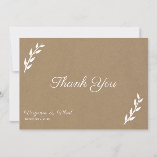 Kraft & Rustic Wedding Hartelijk dank Kaart (Voorkant)