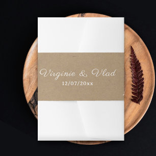 Kraft & Rustic Wedding Invitation Belly Band Uitnodigingen Wikkel