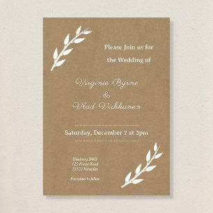 Kraft & Rustic Wedding Invitation Kaart