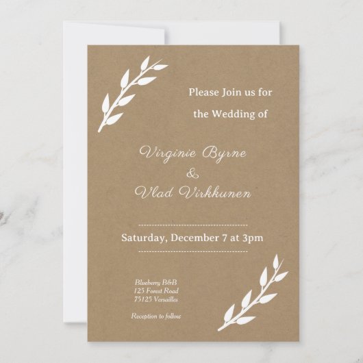 Kraft & Rustic Wedding Invitation Kaart (Voorkant)