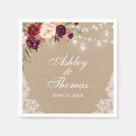 Kraft Rustic Wedding Jar Lights Servet