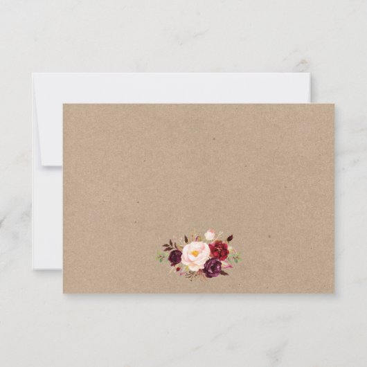 Kraft Rustic Wedding Lace Floral RSVP w/Meal (Achterkant)