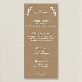 Kraft & Rustic Wedding Menu