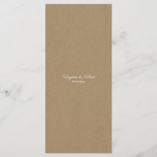 Kraft & Rustic Wedding Menu (Achterkant)