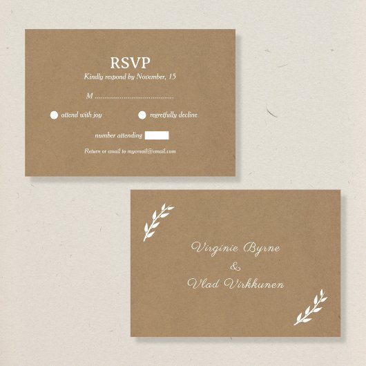 Kraft & Rustic Wedding RSVP-Kaart RSVP Kaartje