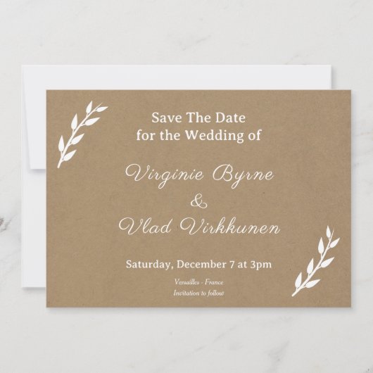 Kraft & Rustic Wedding Save the Date Kaart (Voorkant)