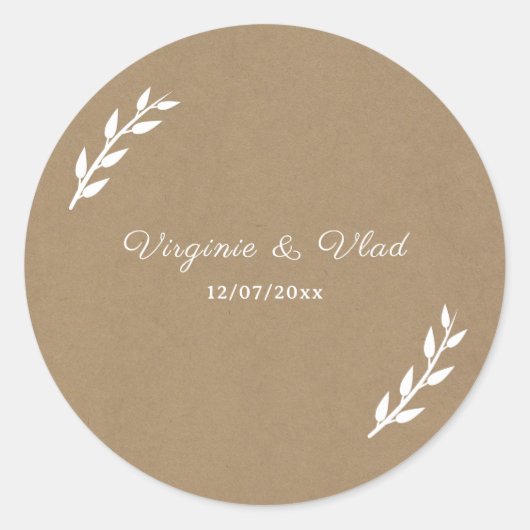 Kraft & Rustic Wedding Sticker (Voorkant)