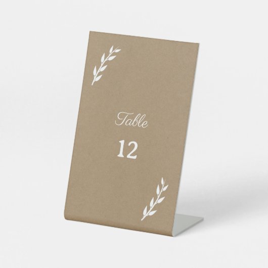 Kraft & Rustic Wedding Table Numbers Reclamebord Met Voetstuk (Voorkant)