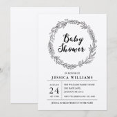 Kraft  Rustic Wreath Baby shower Invitation Kaart (Voorkant / Achterkant)