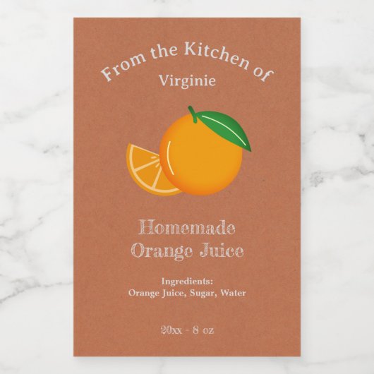 Kraft & Rustiek Sinaasappel Juice Bottle Label Sti Wijn Etiket (Enkel label)