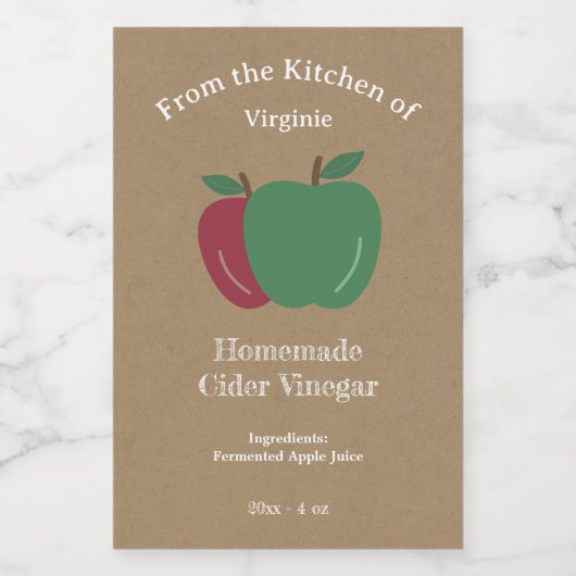 Kraft & rustieke appelcider azijn flesetiket wijn etiket (Enkel label)
