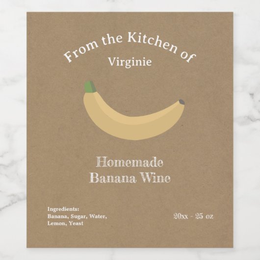 Kraft & Rustieke Banaan Wijnfles Label Sticker (Enkel label)