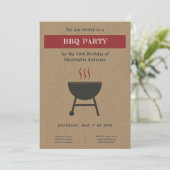 Kraft & Rustieke BBQ Party Uitnodiging voor verjaa (Staand voorkant)