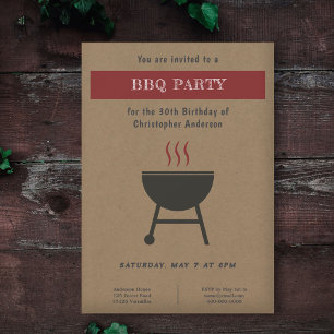 Kraft & Rustieke BBQ Party Uitnodiging voor verjaa