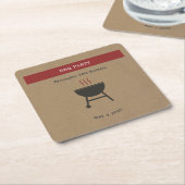 Kraft & Rustieke BBQ Party Verjaardag Onderzetter (Schuin)