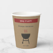 Kraft & Rustieke BBQ Party Verjaardag Papieren Bekers (Voorkant)