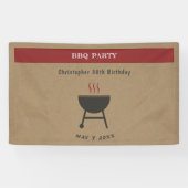 Kraft & Rustieke BBQ Party Verjaardag Spandoek (Horizontaal)
