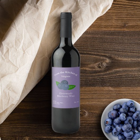 Kraft & Rustieke Blueberry Wijnfles Label Sticker
