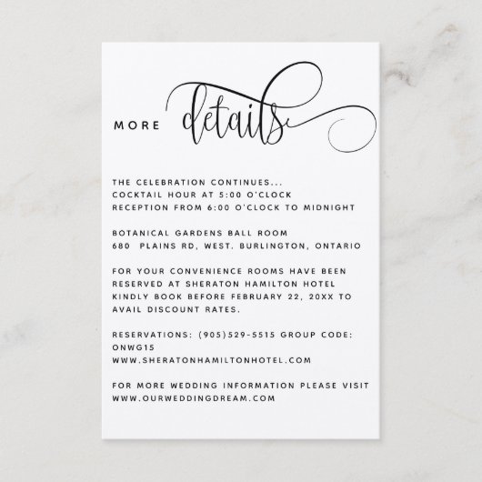 Kraft, rustieke bruiloft gast informatie details informatiekaartje (Voorkant)