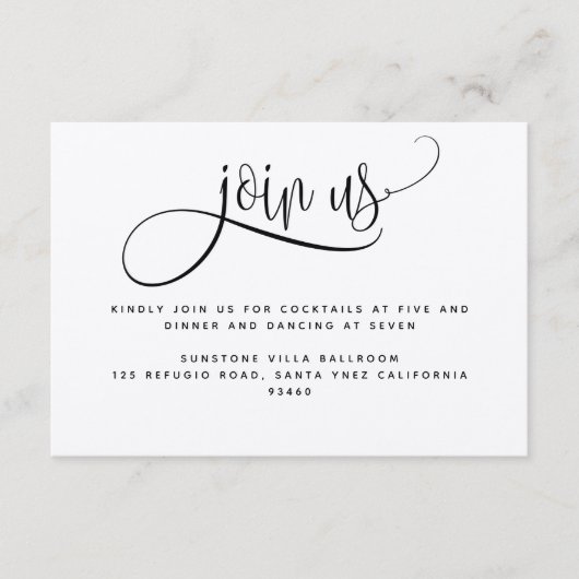 Kraft, rustieke bruiloft Join Us receptie Informatiekaartje (Voorkant)