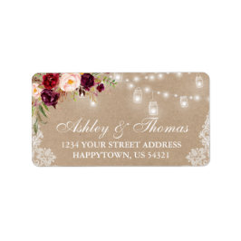 Kraft rustieke bruiloft kruik licht kant bloemen a etiket