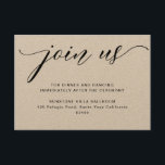 Kraft, rustieke bruiloft receptie behuizing Kaart<br><div class="desc">Elegante rustieke kraft trouwbehuizingskaart met de mogelijkheid om alle informatie toe te voegen die u wilt. Moderne handgeschreven kalligrafie detail.</div>