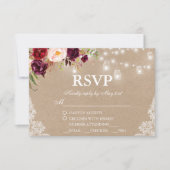 Kraft rustieke bruiloft verlichting kanten potten  RSVP kaartje (Voorkant)